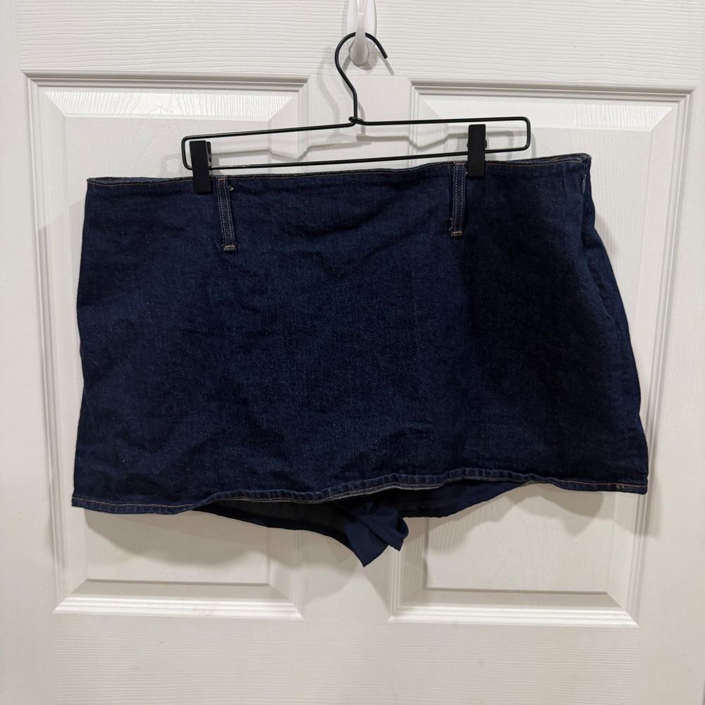 Abercrombie & Fitch Curve Love Mid Rise Denim Skort Dark Wash Size 34
